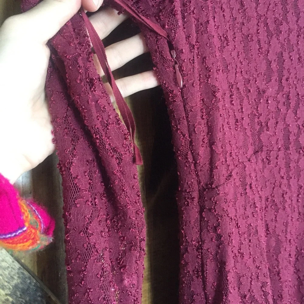 NWOT Free People maroon lace long sleeve dress!